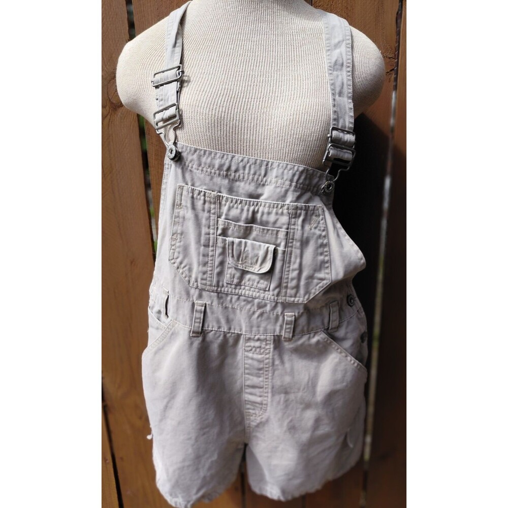 Vintage Squeeze Womens Greige Overalls Dungarees Size Large Skater Punk Look